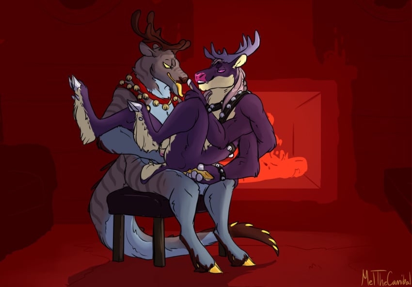 anal anal_fingering anthro anthro_on_anthro capreoline cervid christmas demon dragon_spider duo fingering holidays hybrid kumo-kun magnus_strange male male/male mammal melthecannibal muscular muscular_male reindeer