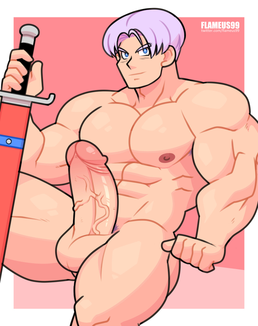 bara dragon_ball dragon_ball_z flameus99 male male_only solo solo_male trunks_briefs uncensored