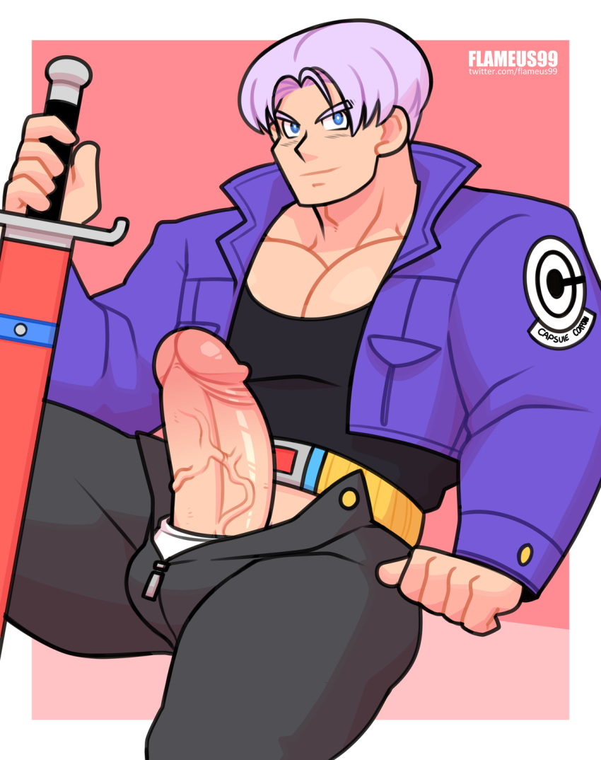 bara dragon_ball dragon_ball_z flameus99 male male_only solo solo_male trunks_briefs uncensored