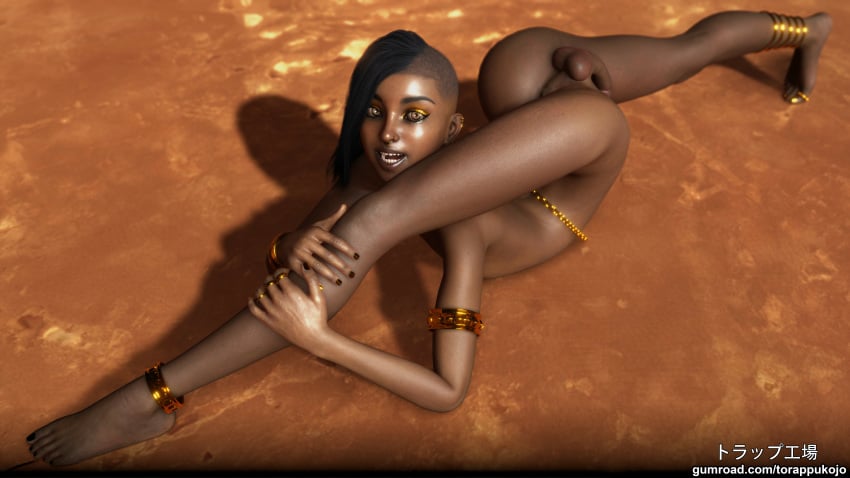 1boy 3d androgynous ass balls barefoot contortion contortionist dark-skinned_femboy dark-skinned_male dark_skin erection feet femboy flaccid flexible girly male male_only otokonoko penis samir_(negromante) small_penis spread_legs testicles toes torappukojo trap