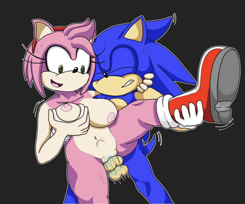 amy_rose anthro balls bodily_fluids breast_grab breasts colored duo eulipotyphlan female furry hand_on_breast hedgehog hi_res male mammal nipples nude penetration pussy sex simple_background sonic_(series) sonic_the_hedgehog straight sweat tinydevilhorns tinydevilhorns_(artist) vaginal_penetration