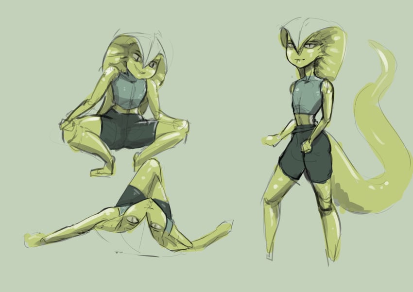 androgynous anthro character_sheet gorillakingh lizzy_(gorillakingh) original original_character reptile reptilian small_breasts snake