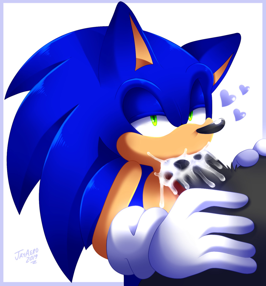 anthro bodily_fluids cum cum_in_mouth cum_inside eulipotyphlan fellatio furry gay genital_fluids green_eyes heart hedgehog hi_res jayaero male male/male mammal oral sex shadow_the_hedgehog sonadow sonic_(series) sonic_the_hedgehog