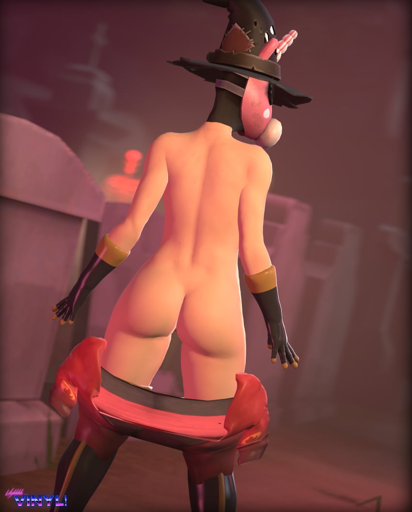 1girls 3d 3d_(artwork) ass digital_media_(artwork) female female_only fempyro graveyard halloween halloween_costume human human_female human_only pants pants_down posing pussy pyro solo source_filmmaker suit team_fortress_2 ughhh..._vinyl! witch_hat