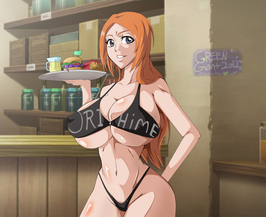 big_breasts bleach greengiant2012 inoue_orihime long_hair orange_hair smile