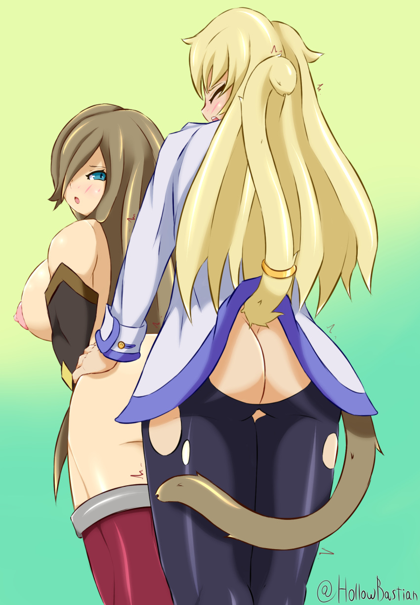 1futa 1girls anal anal_penetration ass big_breasts blonde_hair blush breasts brown_hair cat_tail colette_brunel deep_penetration doggy_style erect_nipples female female_penetrated femsub from_behind futa_on_female futa_sans_balls futadom futanari futanari_penetrating half-dressed hands_on_hips hollow_bastian huge_ass huge_breasts intersex looking_back mostly_nude nipples pleasure_face tales_of_(series) tales_of_symphonia tales_of_the_abyss tear_grants thick_ass thick_thighs wide_hips