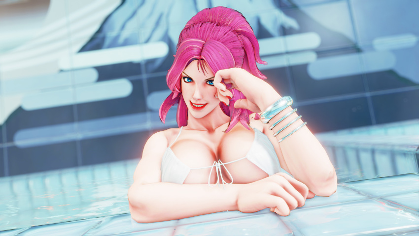 1girls 3d abs adnarimydeth biceps big_breasts blush breasts busty cleavage earrings female female_focus female_only final_fight hourglass_figure lipstick muscular_female nail_polish navel pink_hair pinup poison_(final_fight) pose posing sideboob solo street_fighter street_fighter_v underwear