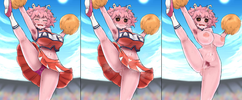 1girls anus areolae armpit_hair armpits bare_arms bare_legs bare_shoulders big_ass big_breasts big_butt bimbo breasts censored cheerleader cheerleader_uniform clitoris crop_top cum cum_plugged erect_nipples female female_focus female_only horn huge_breasts iegami large_breasts mina_ashido my_hero_academia nipple_bulge nipples nude panties pink_hair pink_skin pubes pubic_hair pussy short_hair skirt sweat tagme teenager thick_thighs u.a._cheerleader_outfit upskirt vagina variations wide_hips