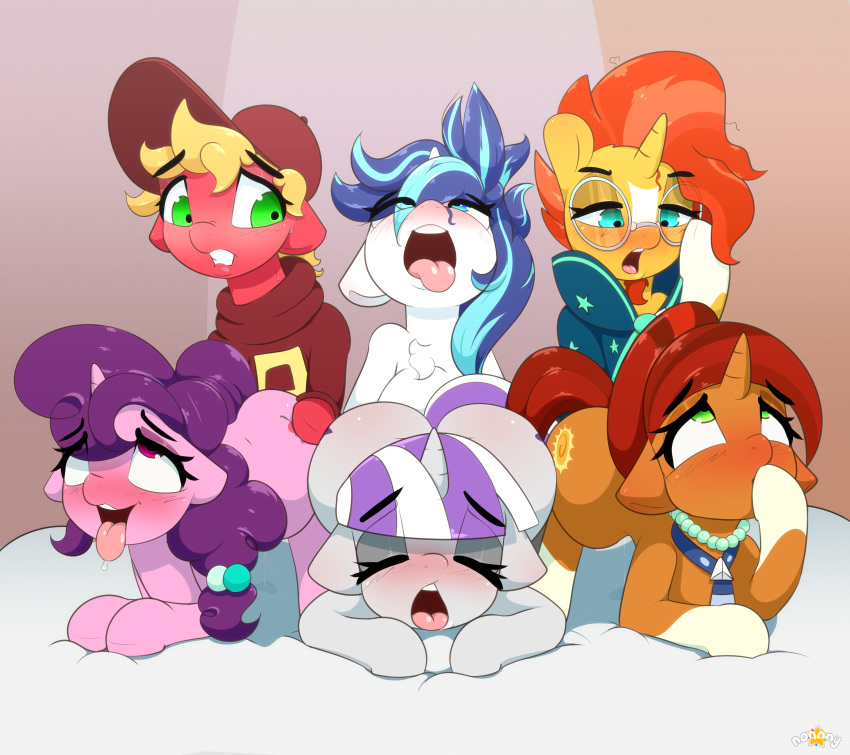 2019 3boys 3girls absurd_res big_macintosh_(mlp) blush closed_eyes clothing cutie_mark digital_media_(artwork) earth_pony equid equine eyewear female femboy femboy_on_female femboydom femsub feral friendship_is_magic furry girly glasses green_eyes group hat headgear headwear hi_res horn horse incest jewelry maledom mammal mother mother_and_child mother_and_son my_little_pony n0nnny necklace open_mouth parent parent_and_child pony sex shining_armor_(mlp) son stellar_flare_(mlp) straight sugar_belle_(mlp) sunburst_(mlp) tongue tongue_out twilight_velvet_(mlp) unicorn