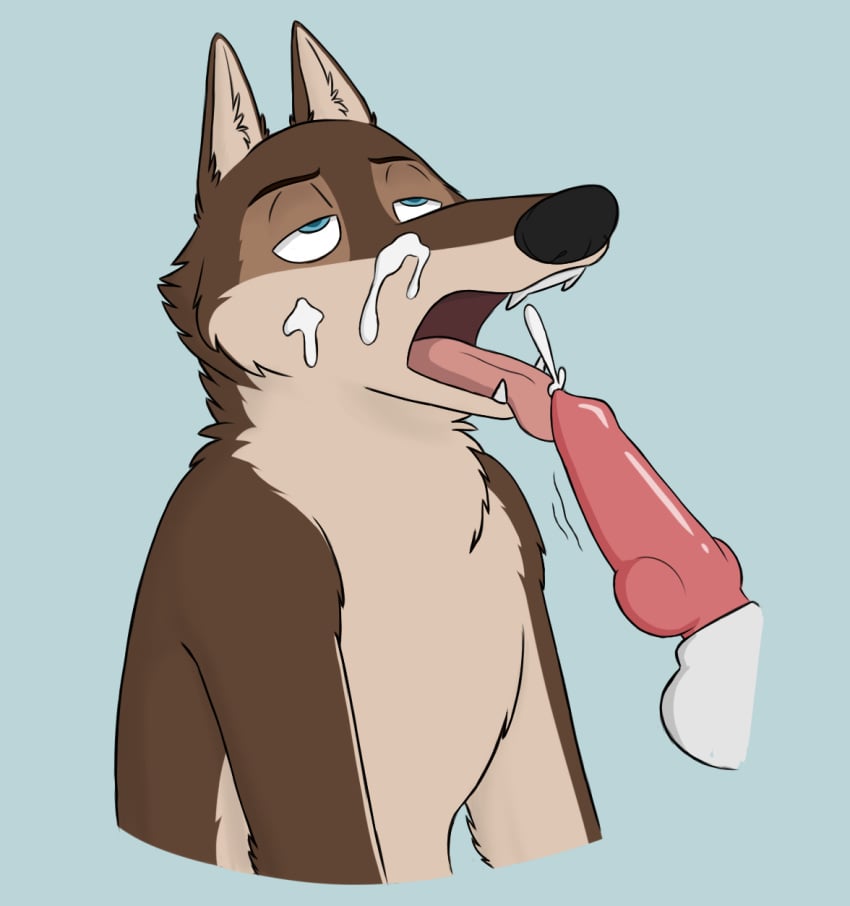 balls bodily_fluids brown_fur canid canine canis cum cumshot disney duo ejaculation eye_roll fangs fur gary_(zootopia) gay genital_fluids hi_res knot larry_(zootopia) male male/male male_only mammal open_mouth oral_sex orgasm penis simple_background skunkbutt_(artist) teeth tongue tongue_out white_fur wolf yaoi zootopia