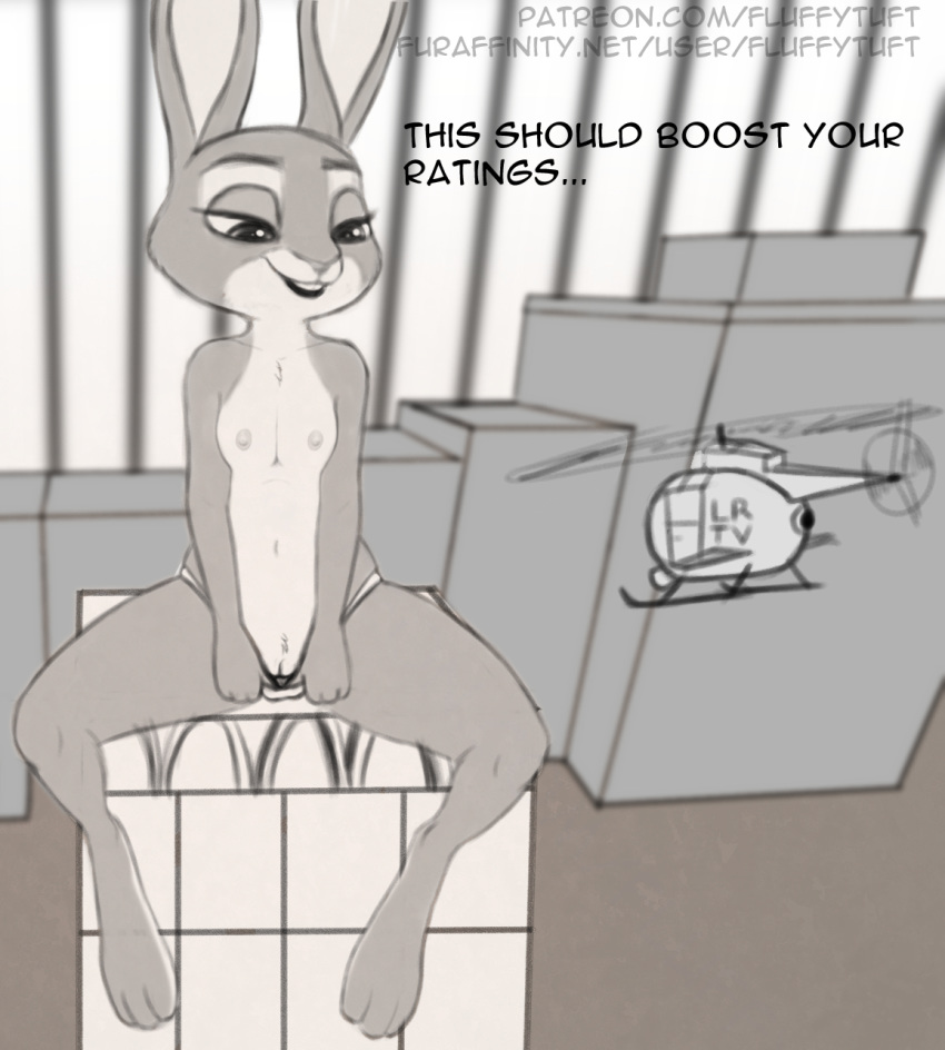 aircraft anthro breasts city cityscape dialogue disney exhibitionism female flat_chest fluffytuft helicopter hi_res judy_hopps lagomorph leporid macro mammal nipples nude panties panty_pull public pussy rabbit sitting sketch small_breasts smile spread_legs spreading underwear zootopia