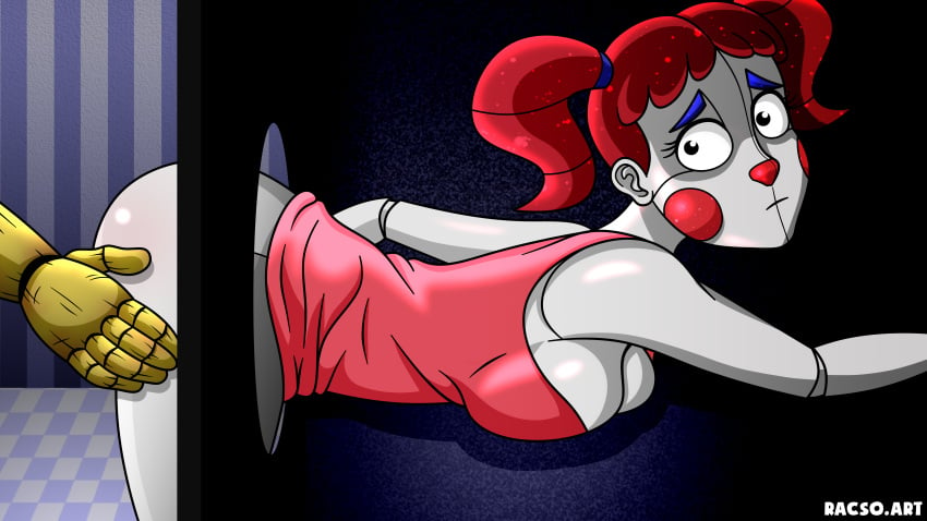 ass baby_(fnafsl) circus_baby circus_baby_(fnaf) five_nights_at_freddy's offscreen_character public_use racso_art sister_location spring_bonnie spring_bonnie_(fnaf) stuck