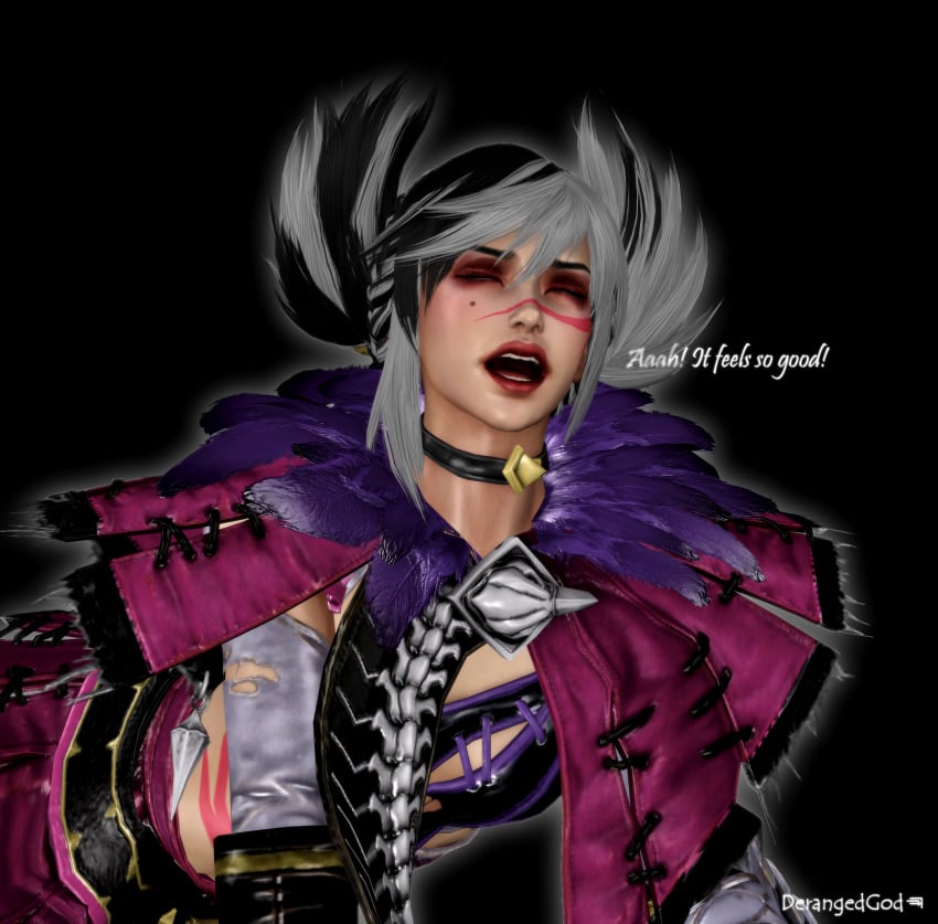 3d ahe_gao brown_hair derangedgod eyes_rolling_back eyeshadow feathers gothic_lolita necklace penetration ponytails sexually_suggestive soul_calibur teenager tira tongue_out