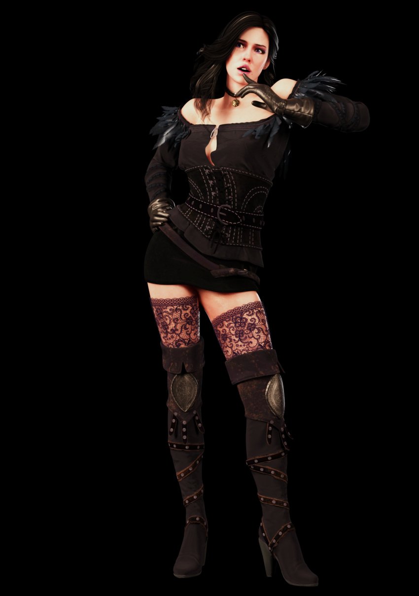 1girls 3d bender2077 black_hair cd_projekt_red clothes clothing female female_only pose solo the_witcher_(series) the_witcher_3:_wild_hunt yennefer