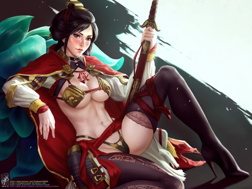 1girls ass breasts china chinese_history cleavage curvy east_asian_clothing far_eastern_history female female_only history large_ass large_breasts looking_at_viewer muscular muscular_female national_personification panties solo spread_legs sun_ren themaestronoob thighhighs total_war total_war:_three_kingdoms wide_hips