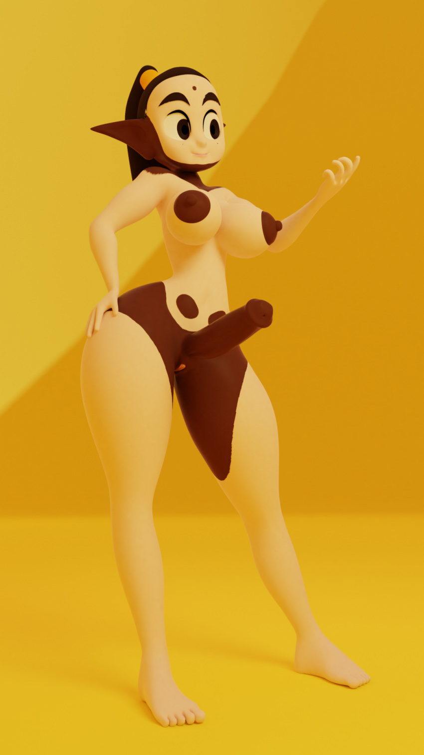 3d blender cosmicsader creami futa_only futanari intersex plain_background toony