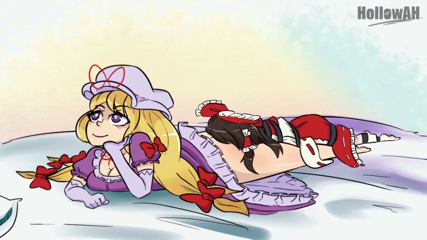 2girls animated bondage domination dominatrix facefart facesitting fart fart_fetish forced hollowah lezdom multiple_girls nose_to_anus pants_down portal reimu_hakurei smothering touhou yukari_yakumo yuri