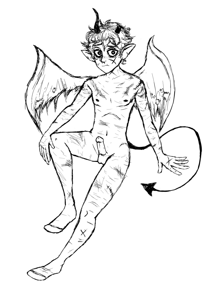 cuts demon demon_horns demon_tail demon_wings devil's_candy devils_candy horns incubus male male_only milo milo_pantano naked penis scarred scars sketch solo solo_male stitched stitches tail wings