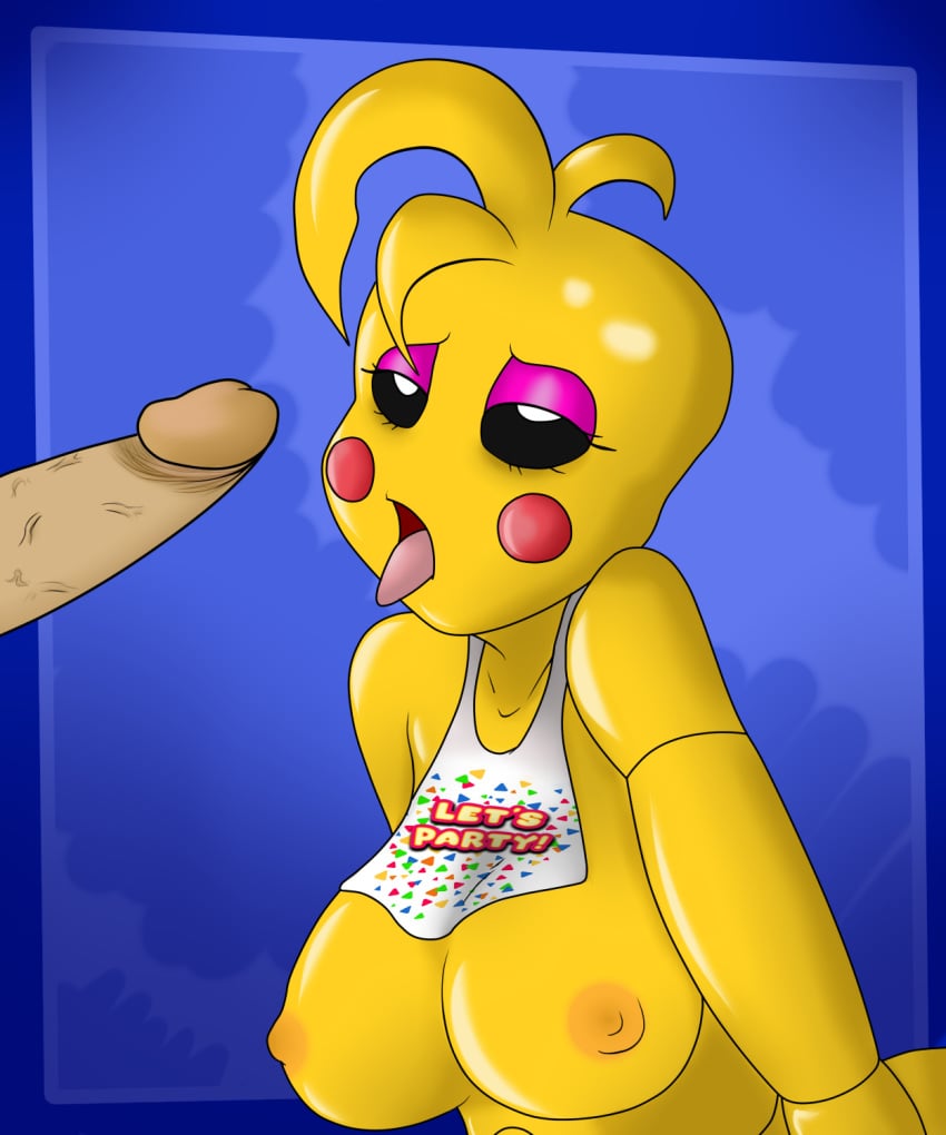 after_orgasm black_eyes blowjob breasts chicken faceless_male five_nights_at_freddy's five_nights_at_freddy's_2 penis pleasure_face sashadexduderus toy_chica_(fnaf) yellow_skin