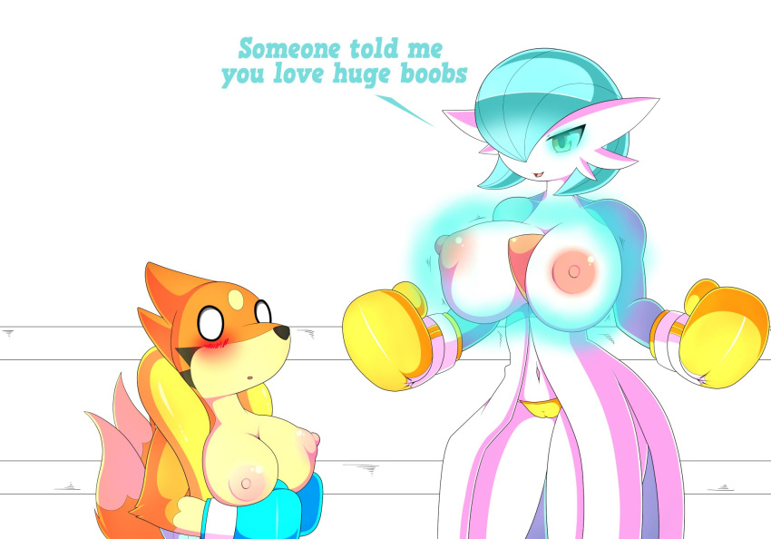 2girls 3dboxing alternate_color anthro anthro_only anthrofied aqua_boxing_gloves aqua_gloves ass aura big_breasts big_nipples blush boxing boxing_gloves boxing_ring breast_growth breasts dress duo empty_eyes female female_only fighting_ring floatzel furry gardevoir gloves glowing_eyes hair_over_one_eye half-closed_eyes highres huge_breasts huge_nipples humanoid large_breasts large_nipples larger_female nintendo nipples open_dress original_character otter panties pokémon_(species) pokemon pokemon_(species) pokemon_dppt pokemon_rse round_breasts shiny_pokemon simple_background size_difference smaller_female tail text thick thick_thighs thighs topless topless_boxing white_background white_dress wide_hips yellow_boxing_gloves yellow_gloves yellow_panties yuri