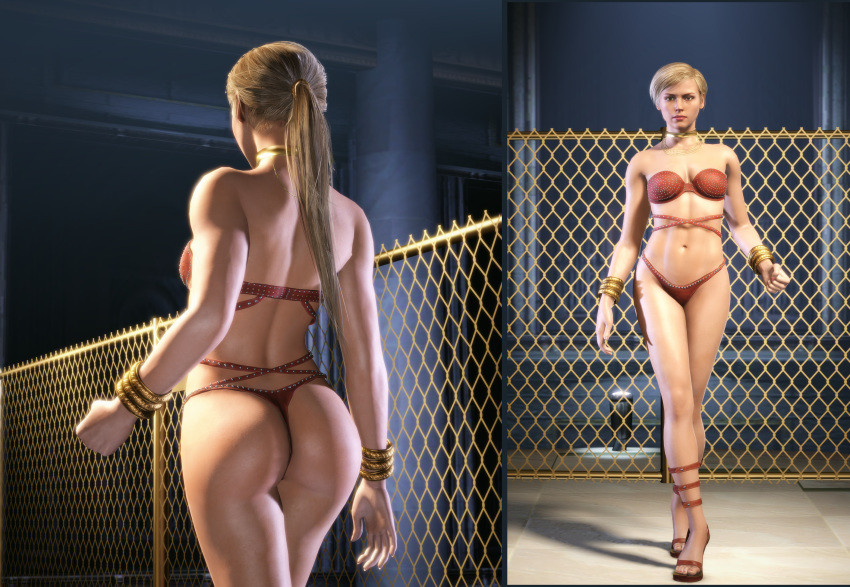 1girls 3d ass back_view big_ass blonde_hair cassie_cage female front_view mortal_kombat mortal_kombat_11 mrsmugbastard ponytail short_hair