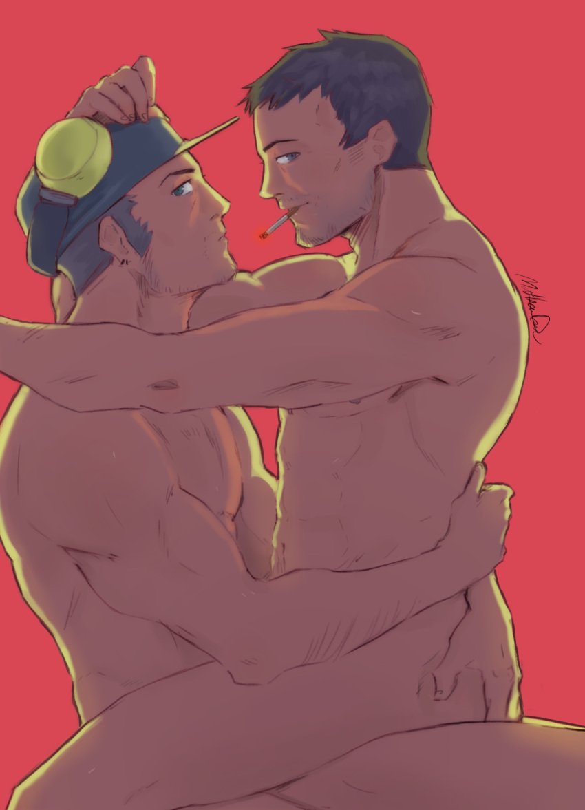 2boys atlus bara dojima_ryotaro gay iwai_munehisa male_only multiple_boys multiple_males muscle muscled muscles muscular muscular_male no_visible_genitalia persona persona_4 persona_5 tagme yaoi