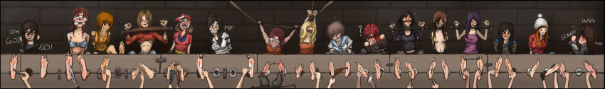 16girls arms_behind_back arms_tied barefoot blindfold bondage breasts character_request clothed crossover feet female femsub gag gagged human human_only may_(pokemon) multiple_girls multiple_subs nintendo pokemon pokemon_rse soles stocks thehunter1338 tickle_torture tickling tickling_feet tied_up toes