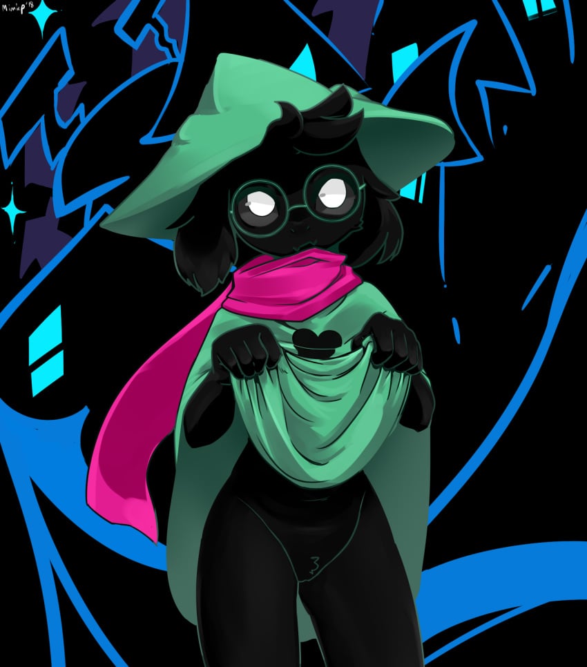 1girls 2d anthro anthro_female anthro_only black_fur caprine deltarune female female_only female_ralsei flashing flashing_pussy furry furry_female furry_only glasses glasses_on_head hat humanoid humanoid_female humanoid_only mammal mammal_humanoid mimicp no_panties ralsei ralsei_with_black_fur rule_63 scarf skirt_lift solo undertale_(series) upskirt