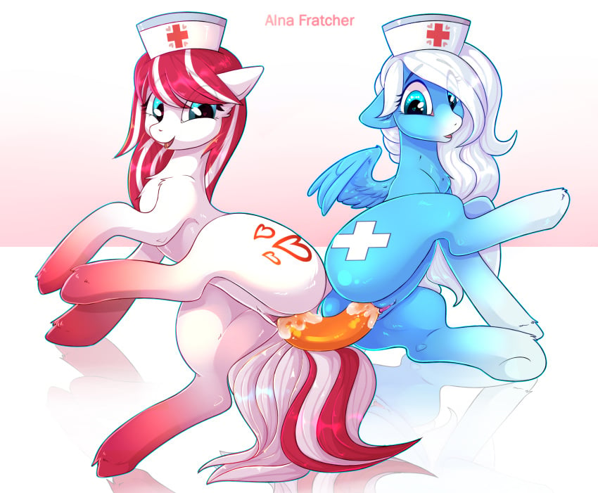 absurd_res alna_fratcher anthro bodily_fluids cherry_pop cherry_pop_(mlp) clitoris clitoris_piercing dildo double_dildo duo earth_pony equid equine fan_character female female/female feral feral_on_feral genital_fluids genital_piercing hair hi_res horse icy_heart leg_markings looking_back mammal markings multicolored_hair multiple_girls my_little_pony open_mouth open_smile penetration piercing pony pterippus pussy pussy_juice pussy_piercing sex_toy simple_background smile socks_(marking) translucent translucent_hair two_tone_hair underhoof vaginal_penetration wings yuri