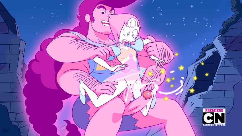 1boy 1girls accurate_art_style anal anal_penetration anal_sex arm_grab arm_hair ballet_slippers blue_eyes bottomless cartoon_network clothed clothing cum cum_in_pussy cum_inside diphallia diphallism dress ejaculation female forehead_gem gem_(species) gem_fusion glowing hair heels highres holding_another leg_grab legs long_hair looking_down male male_penetrating multi_arm multi_limb multi_penis muscular muscular_male night night_sky no_panties on_model open_mouth pale-skinned_female pale_skin pearl_(steven_universe) penetration penis pompadour pussy restrained sex skirt star star_(symbol) steg_(steven_universe) steven_universe steven_universe:_the_movie straddling straight style_parody surprised surprised_expression vaginal_penetration white_skin wide_eyed zone