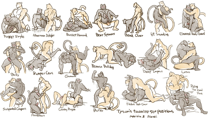 2019 69_position afternoon_delight_position all_fours anthro ass balls basset_hound_position bent_over bent_spoon_position bent_spoons_position biceps black_body black_fur bodyguard_position deep_impact_position digital_media_(artwork) doggy_style erection felid feline from_behind_position fur hi_res humanoid_penis leopard lotus_position male male/male mammal maririn muscular oral pantherine pecs penis sex sex_positions suspended_congress text tobias_(maririn) tobias_fretchman tyson_(maririn) tyson_clawing