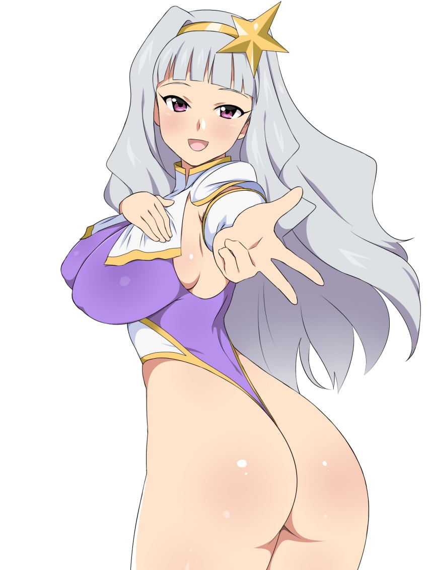 clothing female huge_ass huge_breasts idolmaster invitation kagemusha long_hair shijou_takane thong_leotard white_hair