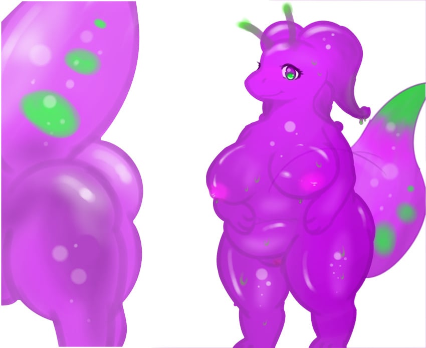 absurd_res anthro ass belly big_belly big_breasts big_butt breasts dragon female gastropod goodra hi_res jelly looking_at_viewer lugio-france mollusk nintendo overweight overweight_female pokémon_(species) pokemon pokemon_(species) pussy simple_background video_games