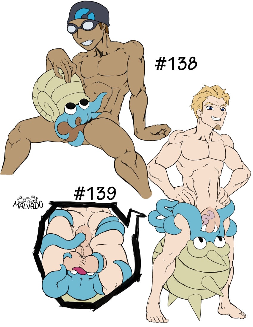 absurd_res ambiguous_gender anal anal_sex anus ball_lick balls blowjob duo fellatio fossil_pokémon hi_res human interspecies josemalvado josemalvado_pokemon_series licking male male/ambiguous mammal mostly_nude multiple_images nintendo nude omanyte omastar oral penetration penile penis pokémon_(species) pokemon pokephilia sex swimmer_(pokemon) tentacle tongue tongue_out video_games