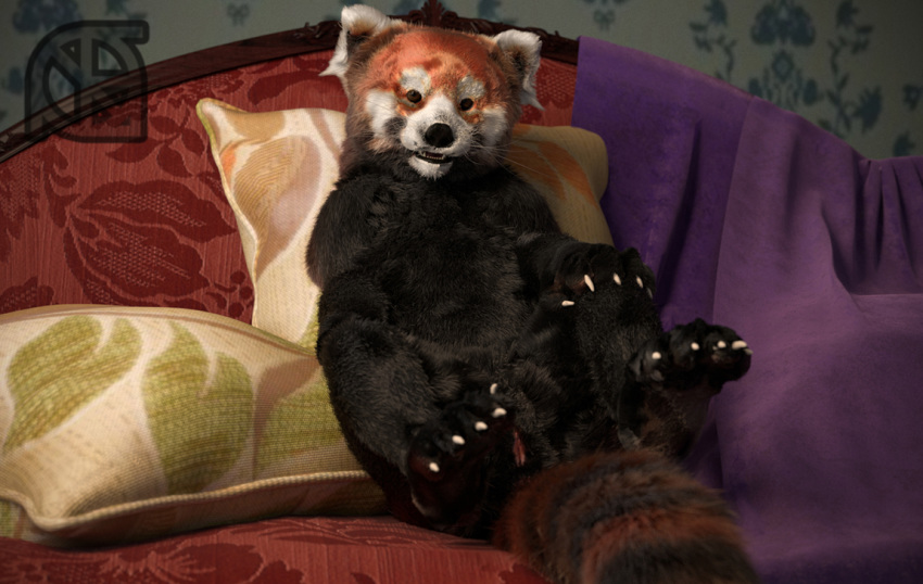 3d ailurid animal_genitalia animal_pussy anthro ass baijanthi_(cosmiclife) black_body black_fur black_nose claws cosmiclife digital_media_(artwork) fabric feet female feral fur furniture looking_at_viewer lying mammal on_back paws pillow pinup pose pussy realistic red_body red_fur red_panda semi-anthro smile sofa solo spread_legs spreading teeth whiskers white_body white_fur