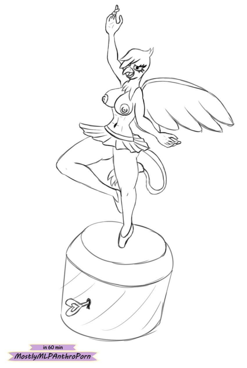 anthro avian ballerina breasts female friendship_is_magic gilda_(mlp) gryphon hi_res mostlymlpanthroporn music_box my_little_pony nude solo