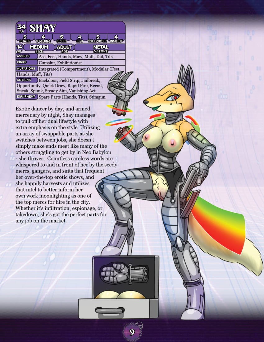 android breasts canid canine cyberpunk drjavi fapp female fox gun hi_res machine mammal modular pussy ranged_weapon robot rpg_(disambiguation) synth weapon