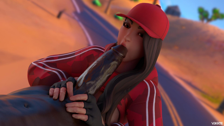 1boy 1girls 3d blender brown_hair dark-skinned_male dark_skin duo epic_games erection fellatio female fortnite hat hoodie huge_cock human interracial male oral penis red_hat ruby_(fortnite) straight tagme vekkte watermark