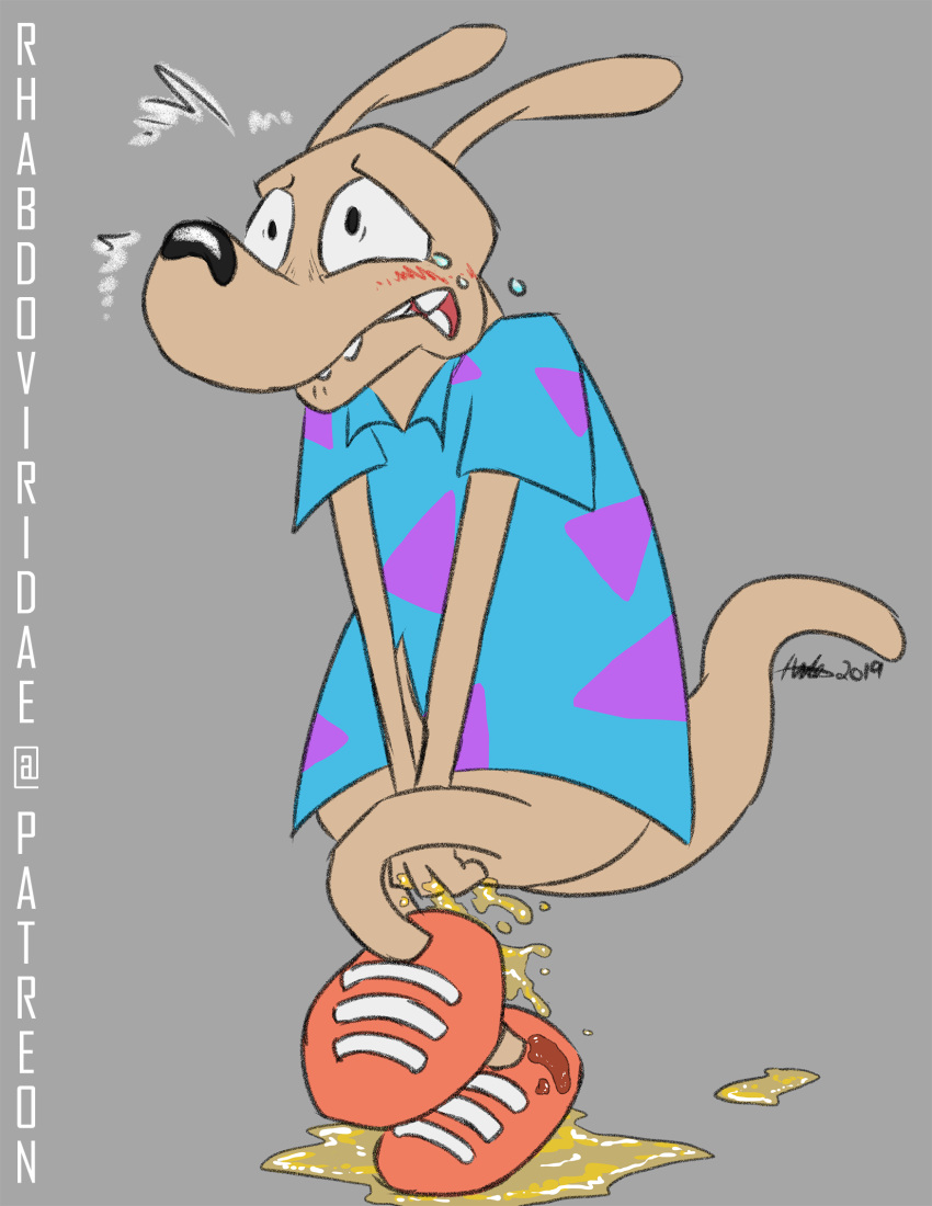 bodily_fluids clenched_teeth conditional_dnp desperation genital_fluids hi_res macropod male male_only mammal marsupial nickelodeon omorashi peeing rocko's_modern_life rocko_rama solo tears teeth urine wallaby wetting what wolftacos