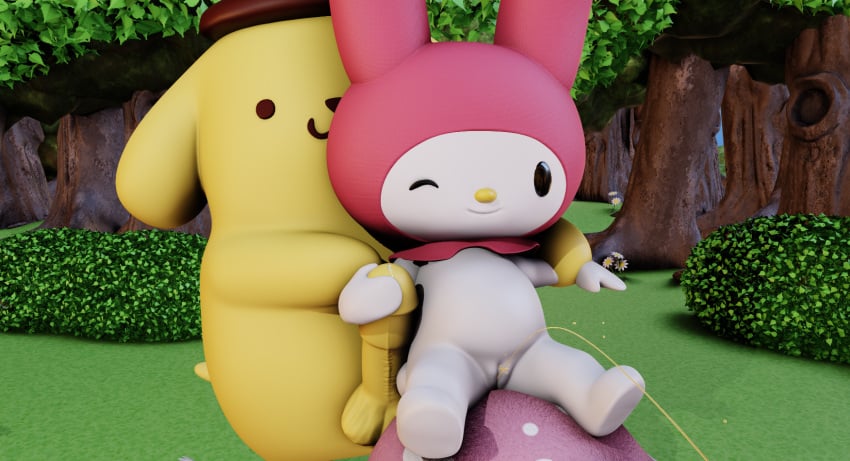 1boy 1girls 3d anthro bunny canine cg cinnalikely female handjob humanoid_penis male male/female my_melody onegai_my_melody peeing penis pompompurin pompompurin_(series) pussy sanrio self_upload tagme vagina watersports