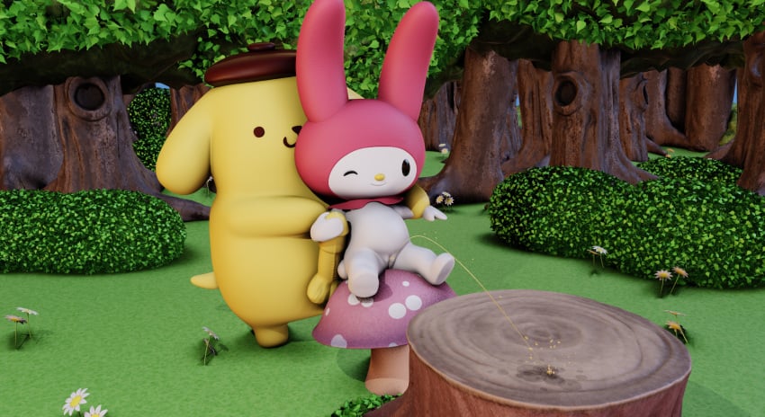 1boy 1girls 3d anthro bunny canine cg cinnalikely female handjob humanoid_penis male male/female melody my_melody onegai_my_melody peeing penis pompompurin pompompurin_(series) sanrio self_upload tagme vagina watersports