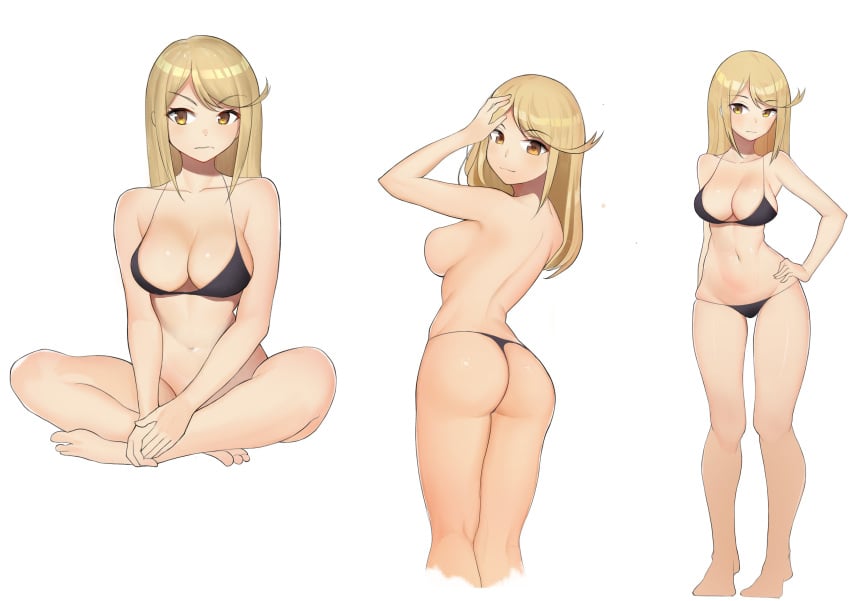 1girls areolae bangs big_breasts bikini black_thong blonde_hair border breasts brown_eyes calligraphy_brush calligraphy_brush_(medium) cowboy_shot eyebrows_visible_through_hair facing_viewer female female_only gatchan gem graphite_(medium) headpiece large_breasts long_hair looking_at_viewer mythra_(xenoblade) navel nintendo nipples nude paintbrush sitting smile solo standing swept_bangs swimsuit thong tiara topless traditional_media very_long_hair white_background xenoblade_(series) xenoblade_chronicles_2