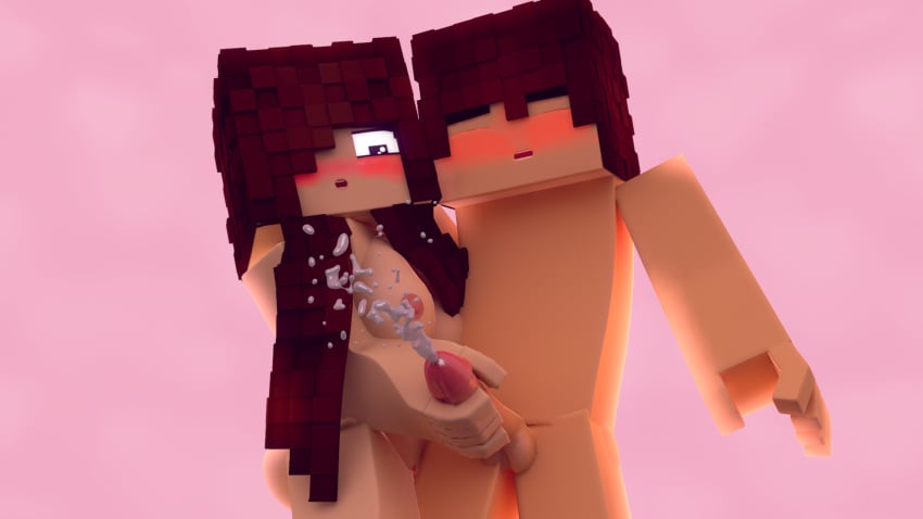 1boy 1girls cube_head cum female godartz handjob hetero jessygirl medium_breasts minecraft penis simple_background square_(anatomy) square_anatomy square_body square_head surprise uncensored