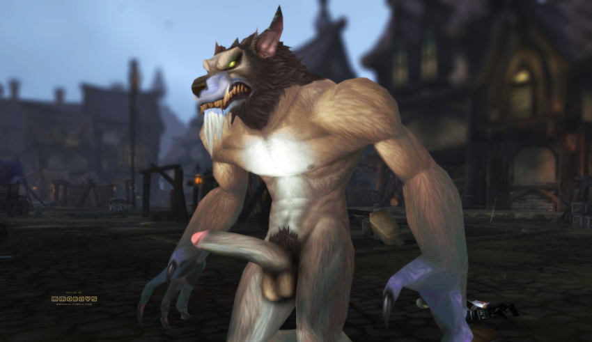 anthro canine erection male male_only mmoboys mmoboys_(artist) penis solo warcraft wolf worgen world_of_warcraft