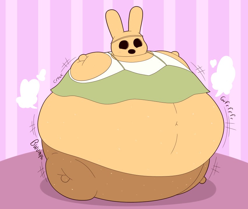 animal_crossing balloon_inflation body_expansion body_inflation bunny coco_(animal_crossing) expansion green_dress inflation inflation_fetish nintendo