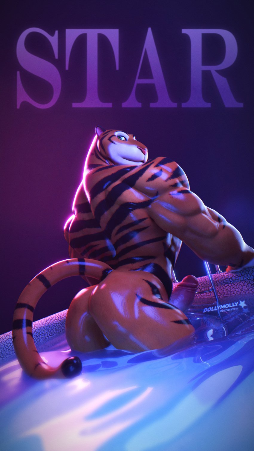 3d 4k 9:16 absurd_res anthro arched_back ass back_muscles big_butt black_stripes digital_media_(artwork) disney dollymolly323 english_description english_text erection felid fur genitals glistening glistening_body green_eyes hi_res humanoid_genitalia humanoid_penis long_tail looking_back male mammal markings muscular muscular_anthro muscular_arms muscular_male orange_body orange_fur pantherine penis pink_nose pool rear_view small_ears solo standing striped_body striped_fur striped_markings striped_tail stripes tail tail_markings text tiger tiger_dancer_(zootopia) valorlynz water zootopia