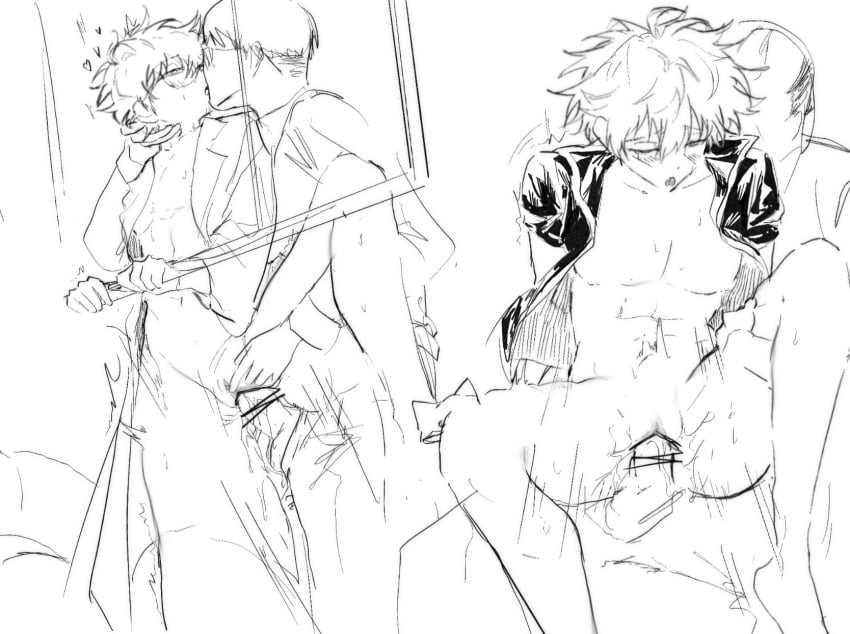 0a_bohr 1boy 1cuntboy bottomless censored class_3-z clitoral_stimulation cuntboy cuntboy/male cuntboy_focus cuntboysub faceless_male genderswap_(mti) gintama gintoki_sakata glasses hairless_pussy intersex kissing labcoat leg_lift leg_up male male_on_cuntboy maledom monochrome motion_lines mti_crossgender official_alternate_costume open_shirt pussy rough_sketch sketch sketch_page solo_focus spread_legs teacher uncensored vaginal_penetration