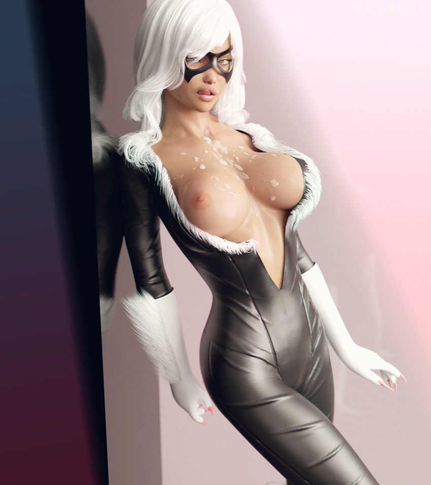 1girls 3d areolae big_breasts black_cat_(marvel) bodysuit breasts cum cum_on_breasts felicia_hardy female female_only large_breasts latex_suit looking_at_viewer marvel marvel_comics nipples open_mouth p0wer-up3dx shiny_suit solo spider-man_(ps4) spider-man_(series) tongue tongue_out