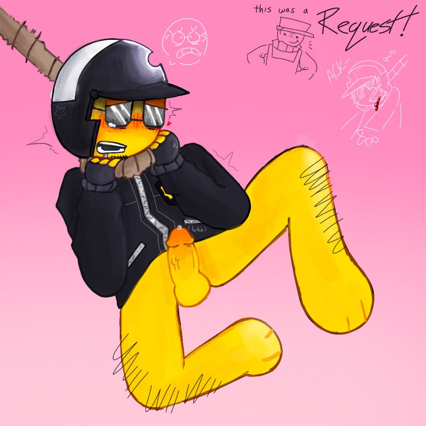 bad_cop/good_cop choked_from_behind lego_movie masochism masochist masochistic_male penis rope the_lego_movie twitching_penis
