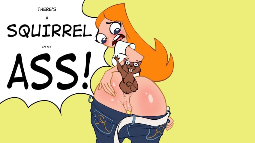 1animal 1girls anal anal_insertion anal_vore anus ass belt blue_eyes blushing bottomwear breasts brown_body brown_fur candace_flynn clothing disney female feral fur gesture hair human human_focus interspecies jashinslayer jeans mammal not_furry_focus orange_hair pants pants_down phineas_and_ferb pussy rodent sciurid smile squirrel squirrel_in_my_pants vagina vore waving what yellow_background zoophilia